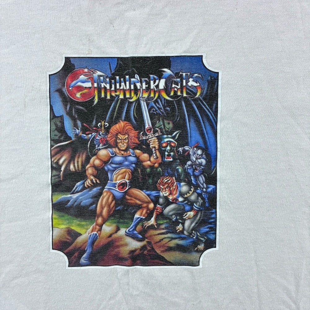 Vintage Thundercats Shirt Mens Medium White Ringer Iron On Warner Bros Marvel - Picture 3 of 7